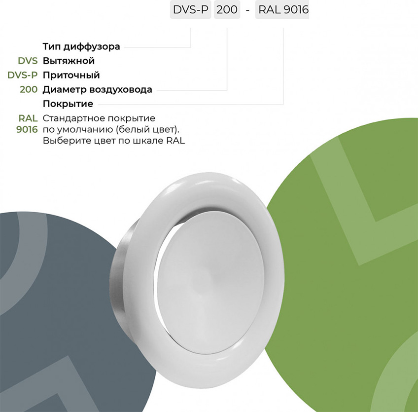 Маркировка круглого пластикового диффузора DVS-U/ DVS-P